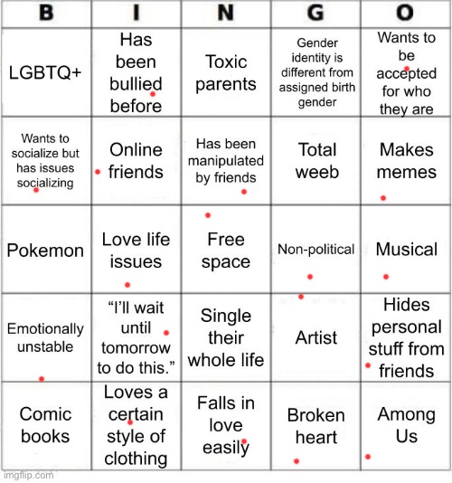 TheSuitedGayWeeb's Bingo | image tagged in jer-sama's bingo | made w/ Imgflip meme maker