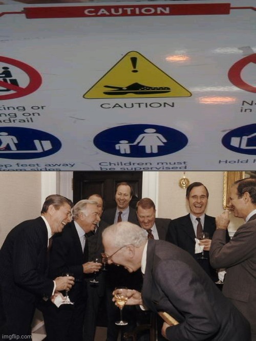 Caution: Crocs | image tagged in memes,laughing men in suits,you had one job,funny,you had one job just the one,crocs | made w/ Imgflip meme maker