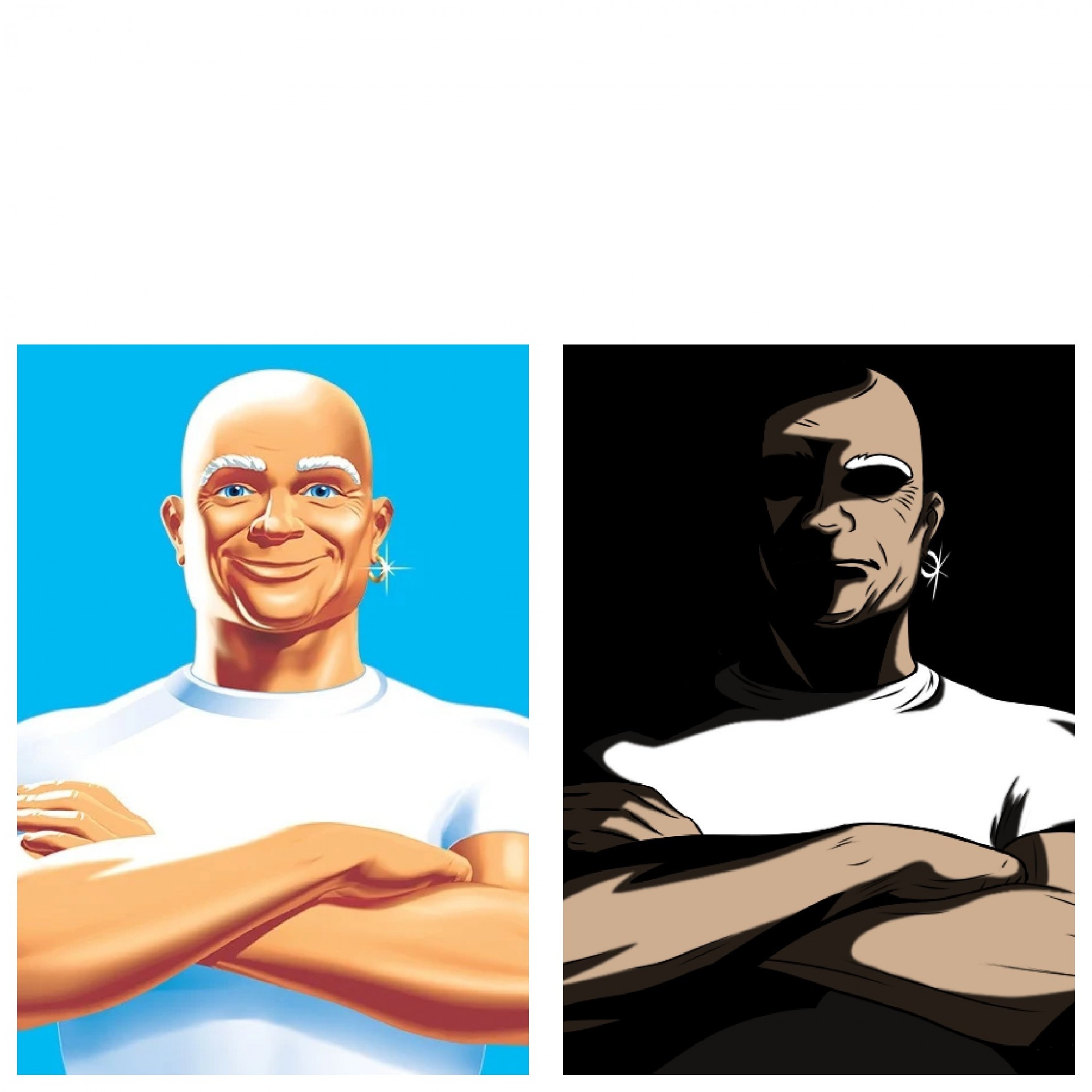 Mr. Clean vs Mr. Mean Blank Meme Template