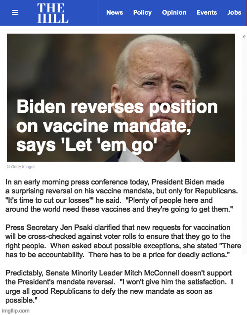 It's about damn time. | image tagged in memes,covid-19,vaccines,mandates,republicans,joe biden | made w/ Imgflip meme maker
