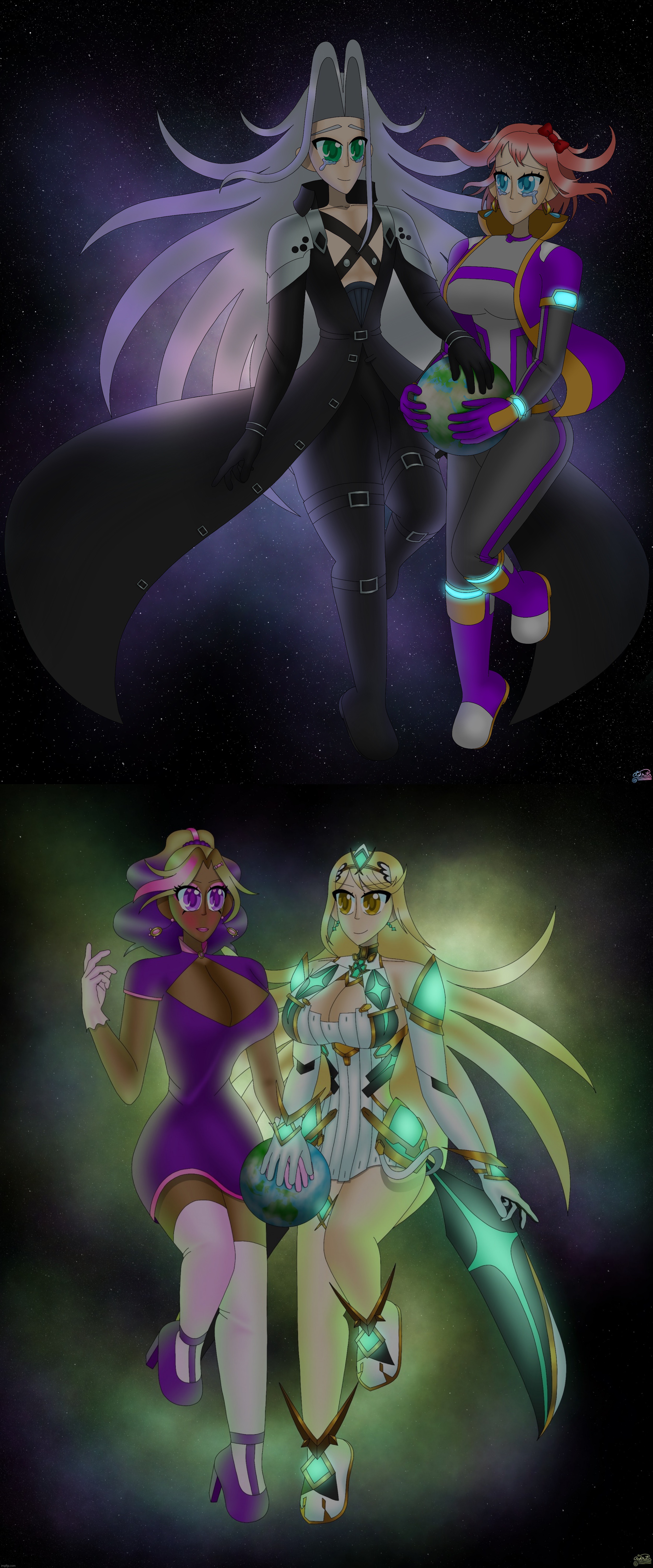 I wanna feel like Kashiko and Mythra but I feel like Sayori and Sephiroth | image tagged in kashiko murasaki and mythra,sayori and sephiroth | made w/ Imgflip meme maker