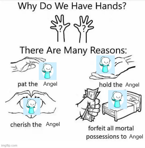 Angel my Beloved | Angel; Angel; Angel; Angel | image tagged in why do we have hands all blank | made w/ Imgflip meme maker