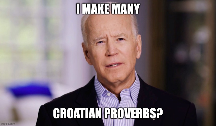 Joe Biden 2020 | I MAKE MANY CROATIAN PROVERBS? | image tagged in joe biden 2020 | made w/ Imgflip meme maker