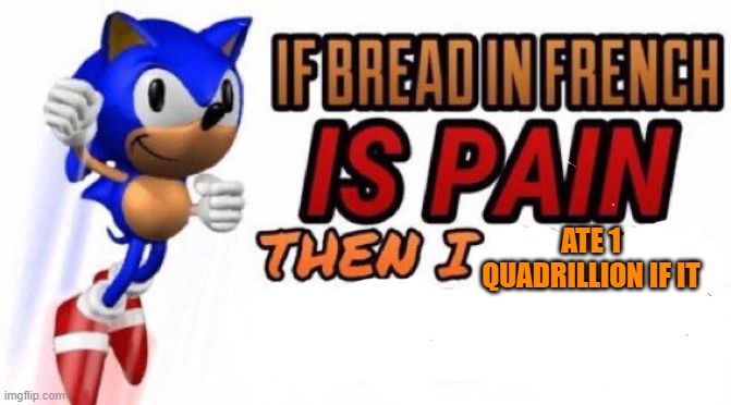 P A I N | ATE 1 QUADRILLION IF IT | image tagged in if bread in french is pain | made w/ Imgflip meme maker