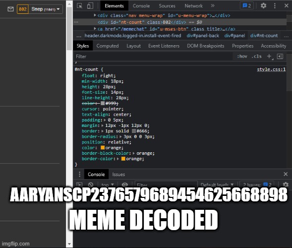 Meme decoded :) | MEME DECODED; AARYANSCP2376579689454625668898 | made w/ Imgflip meme maker