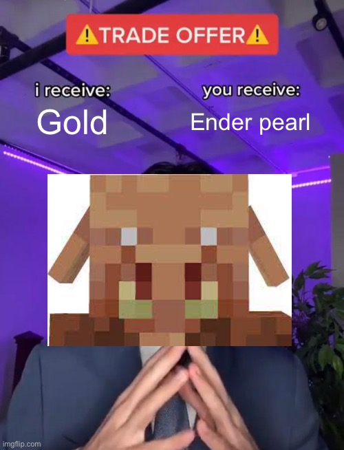 Trade Offer | Gold; Ender pearl | image tagged in trade offer | made w/ Imgflip meme maker
