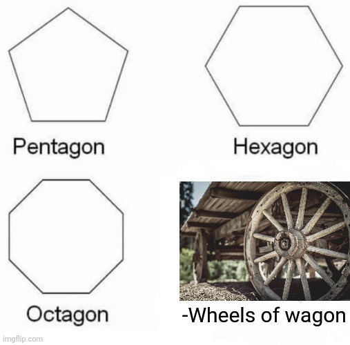 -Cookie time. | -Wheels of wagon | image tagged in memes,pentagon hexagon octagon,wheel of fortune,volkswagon,village people,yuu buys a cookie | made w/ Imgflip meme maker