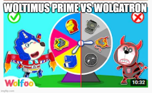 the TRASHformers more than meets the trash | WOLTIMUS PRIME VS WOLGATRON | image tagged in youtube,youtube kids,optimus prime,megatron | made w/ Imgflip meme maker