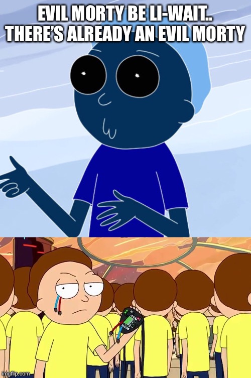 EVIL MORTY BE LI-WAIT.. THERE’S ALREADY AN EVIL MORTY | image tagged in evil morty be like,evil morty | made w/ Imgflip meme maker