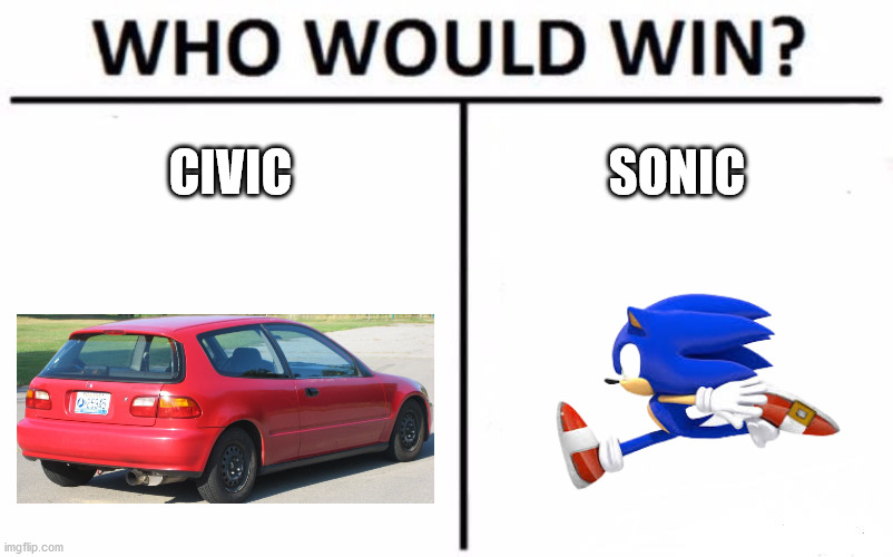 Who Would Win? | CIVIC; SONIC | image tagged in memes,who would win | made w/ Imgflip meme maker