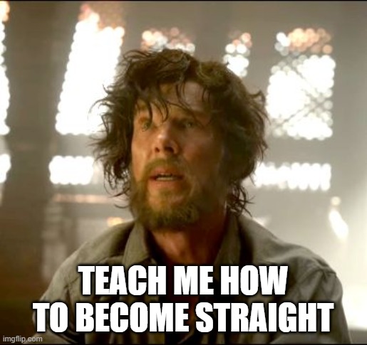 Teach me Strange | TEACH ME HOW TO BECOME STRAIGHT | image tagged in teach me strange | made w/ Imgflip meme maker