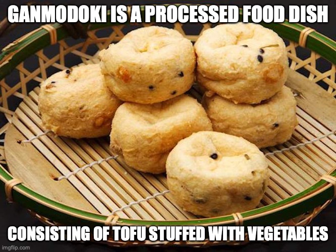 Ganmodoki | GANMODOKI IS A PROCESSED FOOD DISH; CONSISTING OF TOFU STUFFED WITH VEGETABLES | image tagged in food,memes | made w/ Imgflip meme maker
