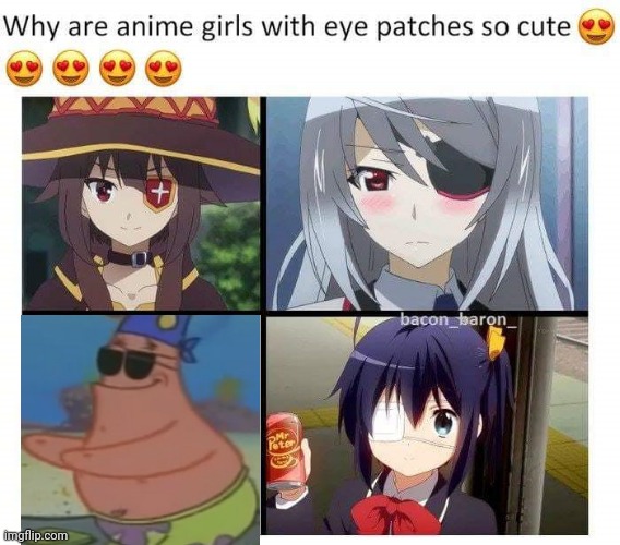 c u t e | image tagged in anime girls with eye pathes are cute | made w/ Imgflip meme maker