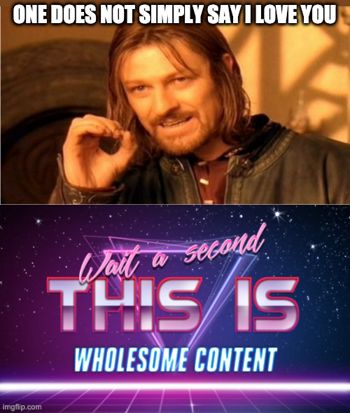 ONE DOES NOT SIMPLY SAY I LOVE YOU | image tagged in memes,one does not simply | made w/ Imgflip meme maker