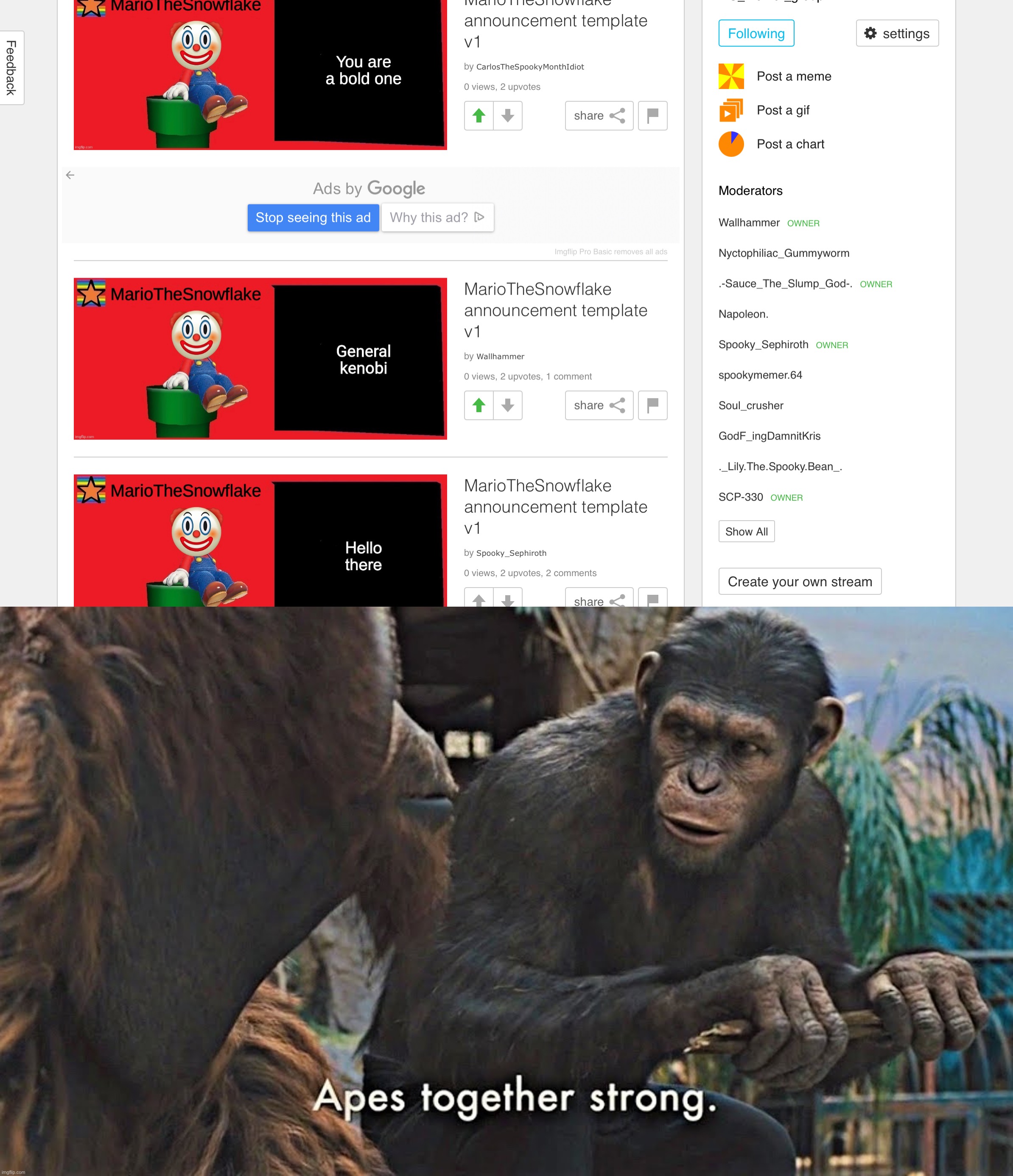 No, I do not have adblocker | image tagged in ape together strong | made w/ Imgflip meme maker
