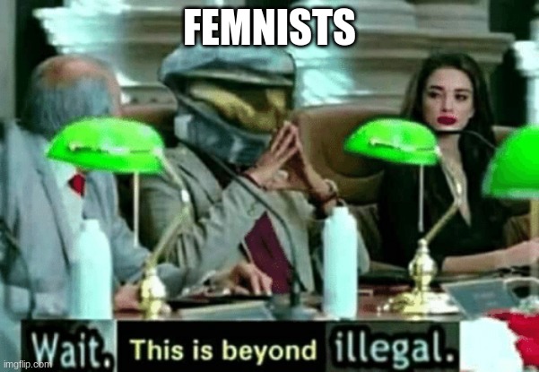 Wait, this is beyond illegal | FEMNISTS | image tagged in wait this is beyond illegal | made w/ Imgflip meme maker