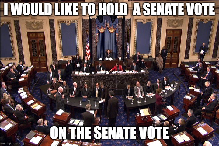 Senate floor | I WOULD LIKE TO HOLD  A SENATE VOTE; ON THE SENATE VOTE | image tagged in senate floor | made w/ Imgflip meme maker