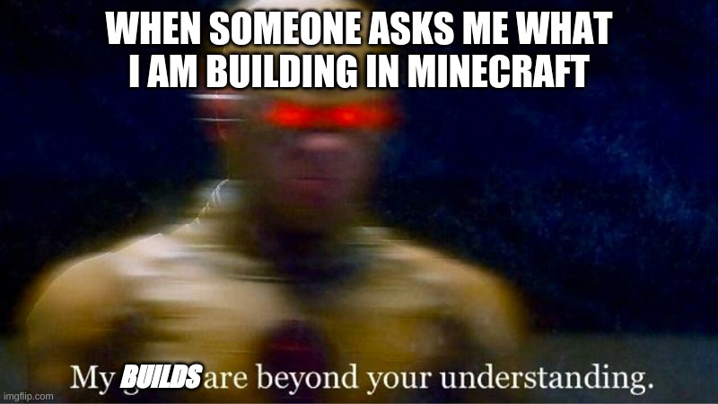 Flash | WHEN SOMEONE ASKS ME WHAT I AM BUILDING IN MINECRAFT; BUILDS | image tagged in flash | made w/ Imgflip meme maker
