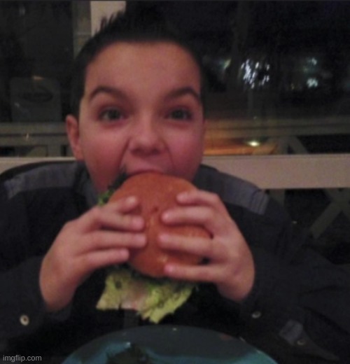 Burger eating boi | image tagged in burger eating boi | made w/ Imgflip meme maker