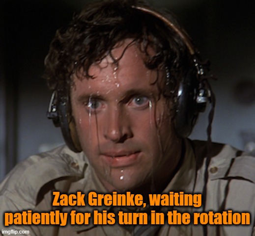 ALCS 2021 – on to Game 4 |  Zack Greinke, waiting patiently for his turn in the rotation | image tagged in mlb baseball,houston astros | made w/ Imgflip meme maker