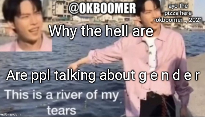 E | Why the hell are; Are ppl talking about g e n d e r | image tagged in e | made w/ Imgflip meme maker
