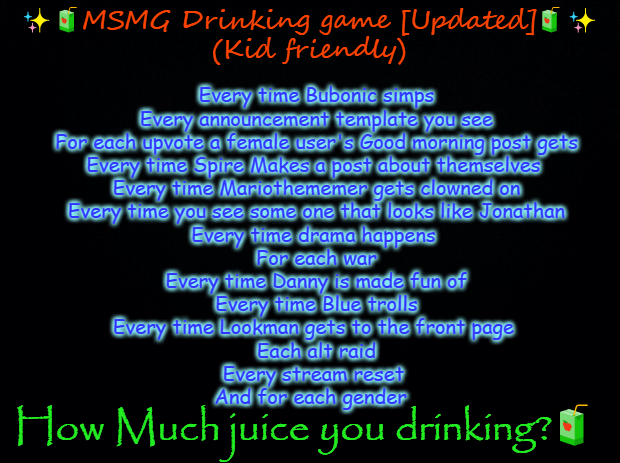 updated MSMG drinking game Blank Meme Template
