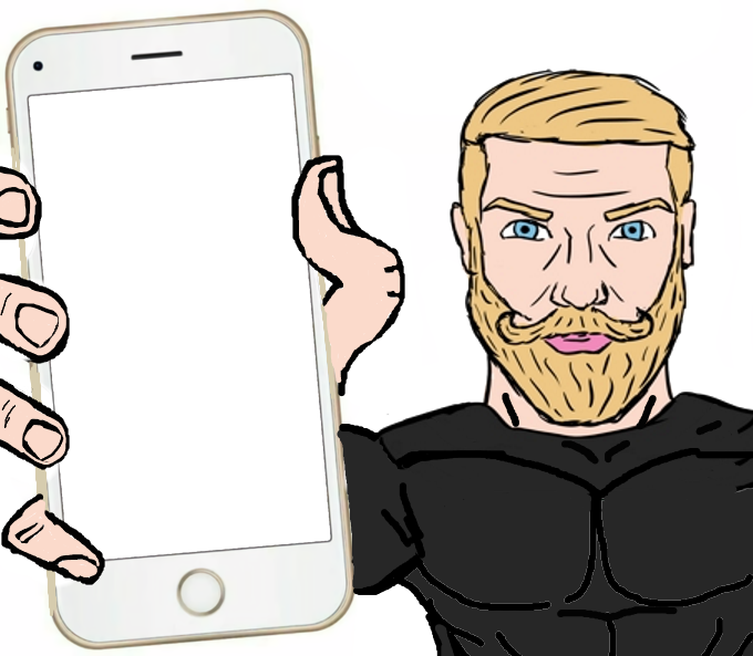 High Quality Chad Shows His Phone Blank Meme Template