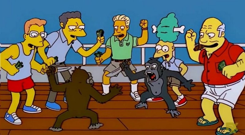 Simpsons monkeys fight Blank Meme Template