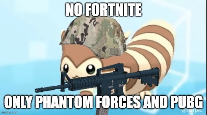 furret army | NO FORTNITE ONLY PHANTOM FORCES AND PUBG | image tagged in furret army | made w/ Imgflip meme maker