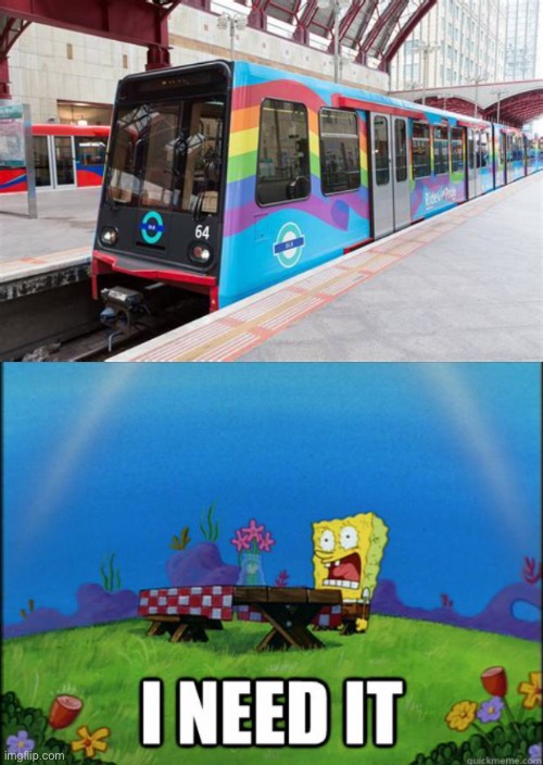 Pride train!! | image tagged in spongebob i need it | made w/ Imgflip meme maker