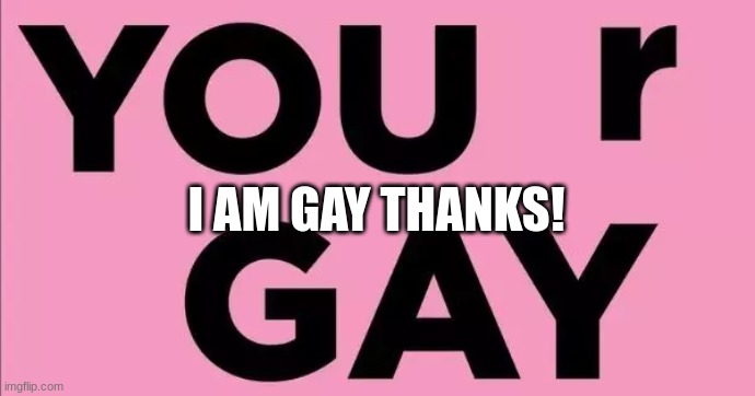 I AM GAY THANKS! | image tagged in gay,yes,me | made w/ Imgflip meme maker