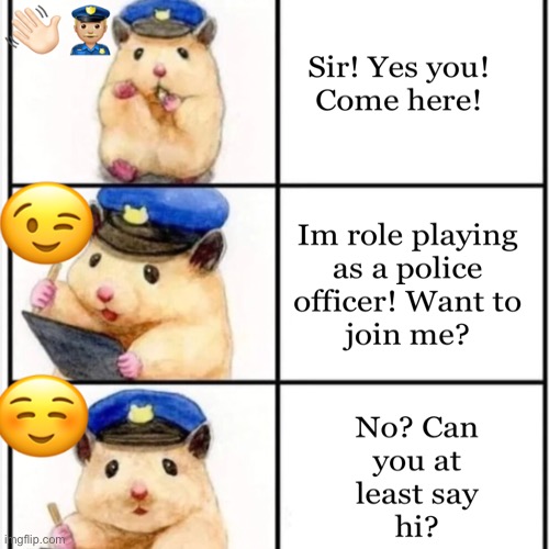 Hi? | image tagged in hamster,police | made w/ Imgflip meme maker