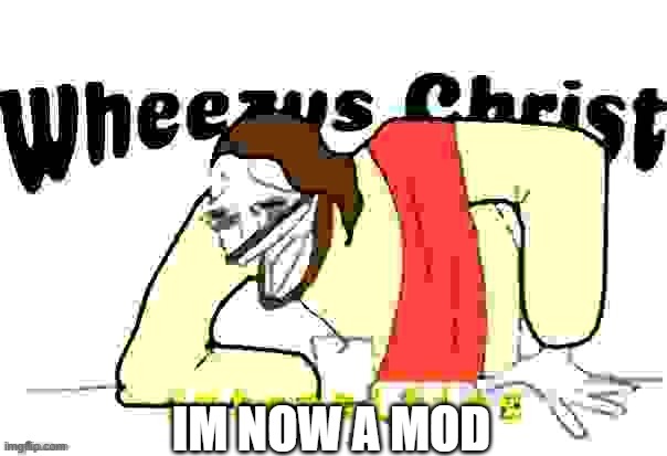 Wheezus Christ bro | IM NOW A MOD | image tagged in wheezus christ intensifies deep fried | made w/ Imgflip meme maker