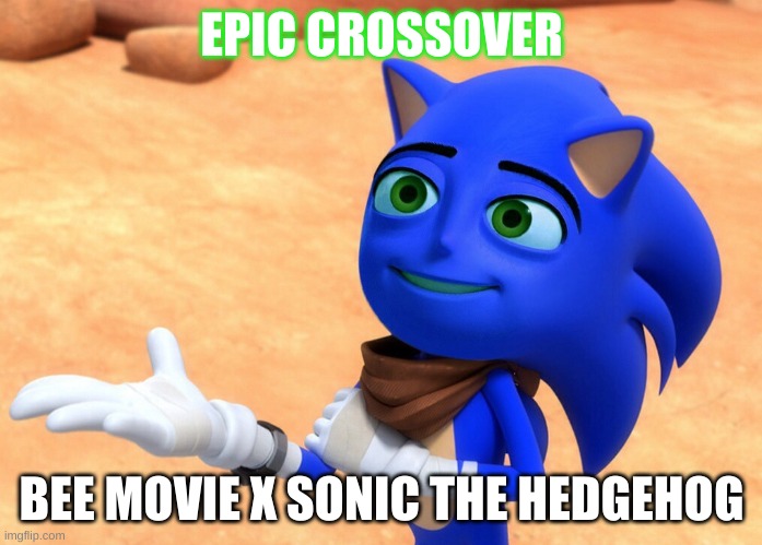 epik crossover boi | EPIC CROSSOVER; BEE MOVIE X SONIC THE HEDGEHOG | image tagged in the sanic movie | made w/ Imgflip meme maker