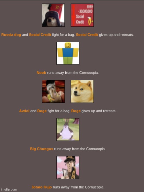 WOW I DID NOT THINK JOTARO KUJO WOULD RUN! | image tagged in hunger games | made w/ Imgflip meme maker