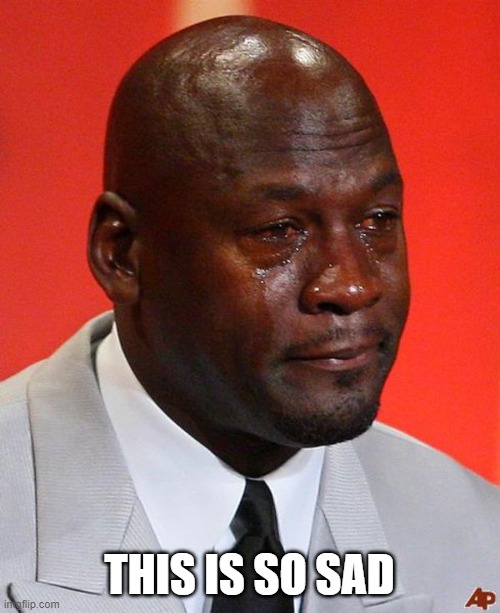 Crying Jordan | THIS IS SO SAD | image tagged in crying jordan | made w/ Imgflip meme maker