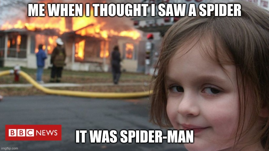 spider | ME WHEN I THOUGHT I SAW A SPIDER; IT WAS SPIDER-MAN | image tagged in funny | made w/ Imgflip meme maker