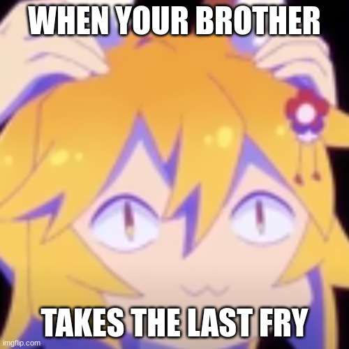 senko san | WHEN YOUR BROTHER; TAKES THE LAST FRY | image tagged in anime | made w/ Imgflip meme maker