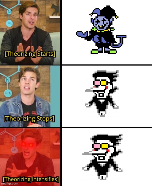 Bigger lore than Jevil maybe | image tagged in matpat theorizes | made w/ Imgflip meme maker