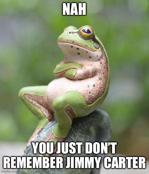 nah frog | NAH YOU JUST DON’T REMEMBER JIMMY CARTER | image tagged in nah frog | made w/ Imgflip meme maker