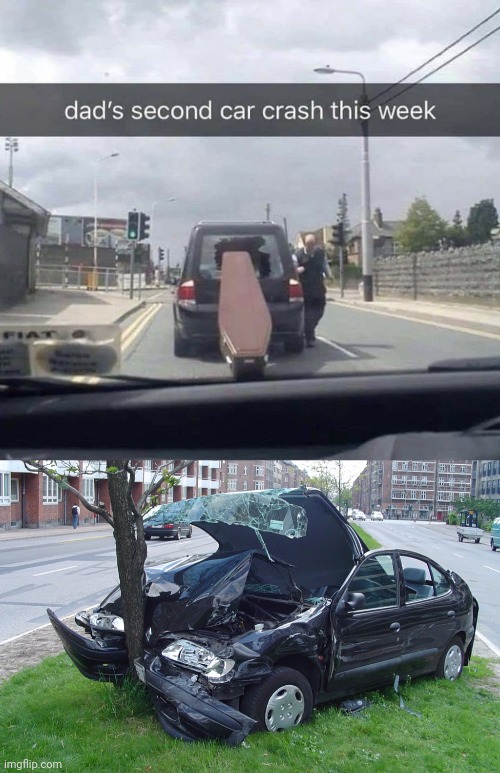 Car crash | image tagged in car crash,dark humor,memes,meme,cars,crash | made w/ Imgflip meme maker