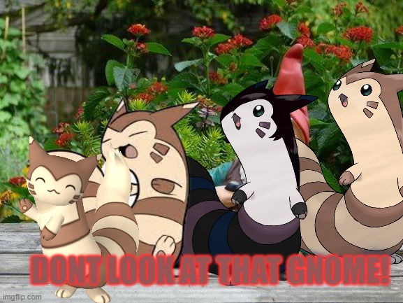 Furret heavily censors gnomes (so you cant see 'em) | DONT LOOK AT THAT GNOME! | image tagged in furret,hate,gnomes | made w/ Imgflip meme maker