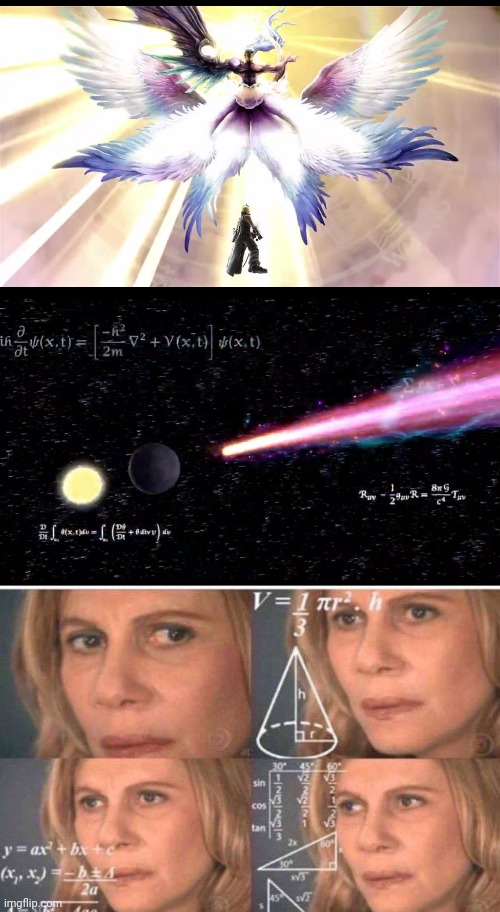 Sephiroths Smash Be Like | image tagged in math lady/confused lady | made w/ Imgflip meme maker