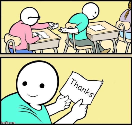 Wholesome note passing | Thanks | image tagged in wholesome note passing | made w/ Imgflip meme maker