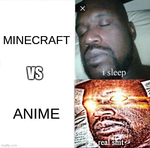 MINECRAFT VS ANIME (PART 1) | MINECRAFT; VS; ANIME | image tagged in memes,sleeping shaq,minecraft,anime | made w/ Imgflip meme maker