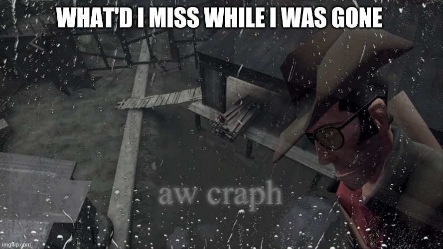 aw craph | WHAT'D I MISS WHILE I WAS GONE | image tagged in aw craph | made w/ Imgflip meme maker
