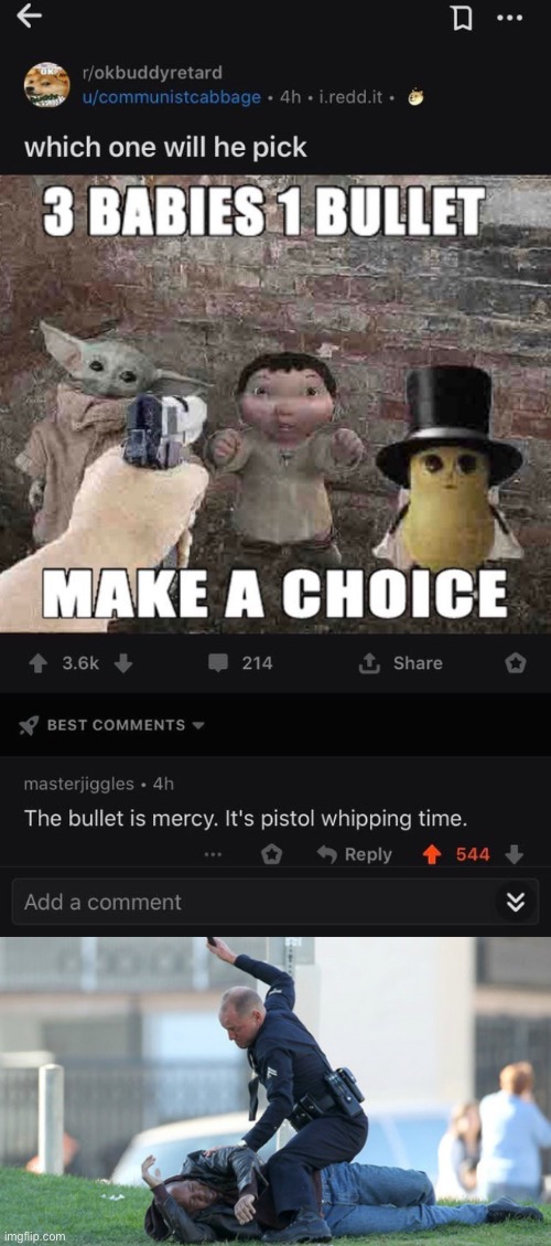Make the choice | image tagged in cop beating | made w/ Imgflip meme maker