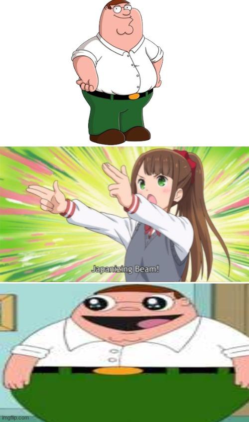 Peter griffin gets the animefication treatment | image tagged in anime japanizing beam,family guy,anime,memes,meme,peter griffin | made w/ Imgflip meme maker