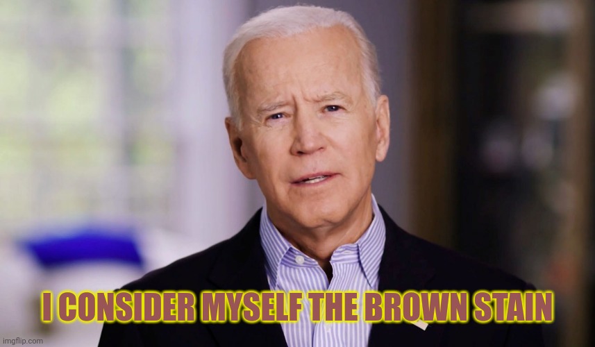 Joe Biden 2020 | I CONSIDER MYSELF THE BROWN STAIN | image tagged in joe biden 2020 | made w/ Imgflip meme maker
