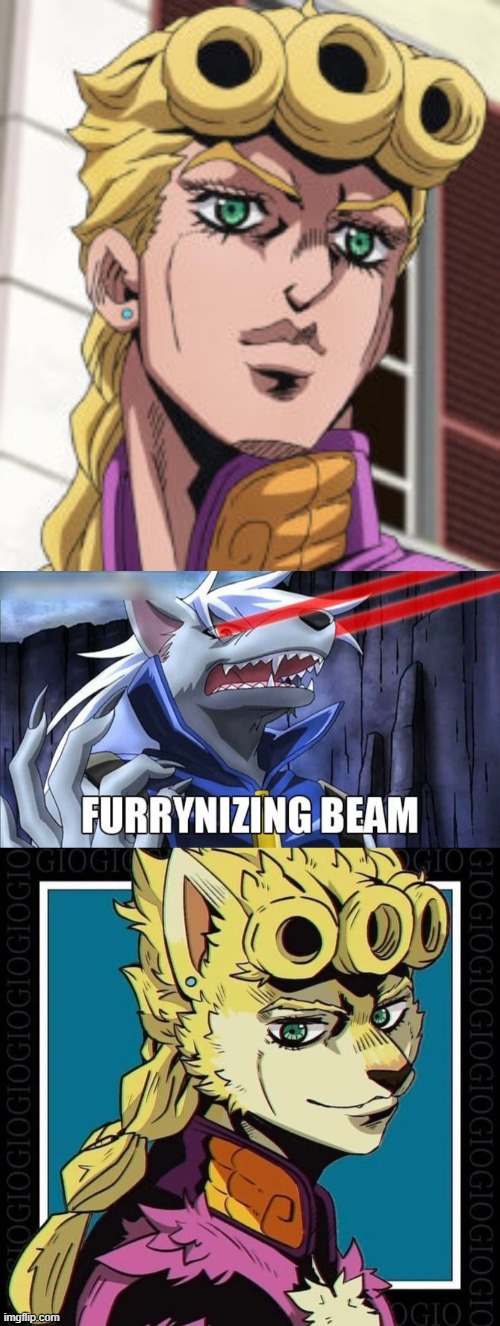 Holy crap, They actually look identical | image tagged in giorno giovanna porcoddio,furrynizing beam,jojo's bizarre adventure,memes,furry | made w/ Imgflip meme maker